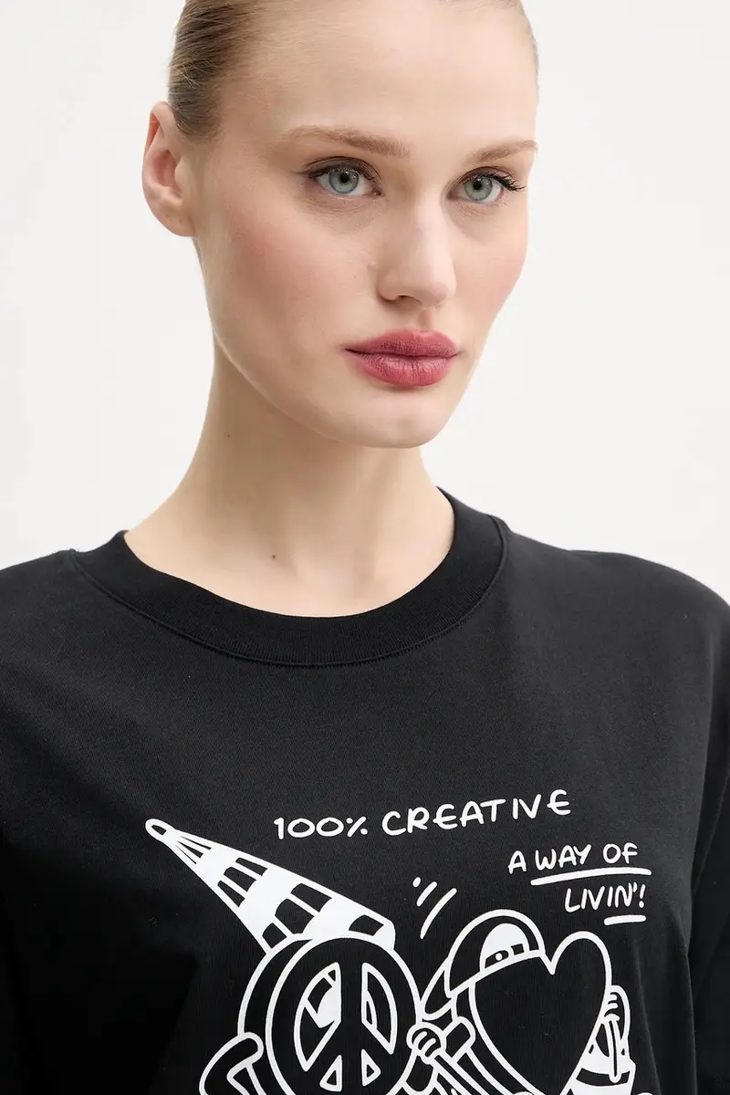 Moschino Jeans T-shirt Donna Nero 3635840 miniatura 4