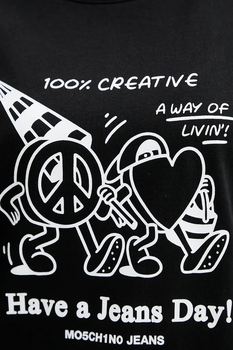 Moschino Jeans T-shirt Donna Nero 3635840 miniatura 5