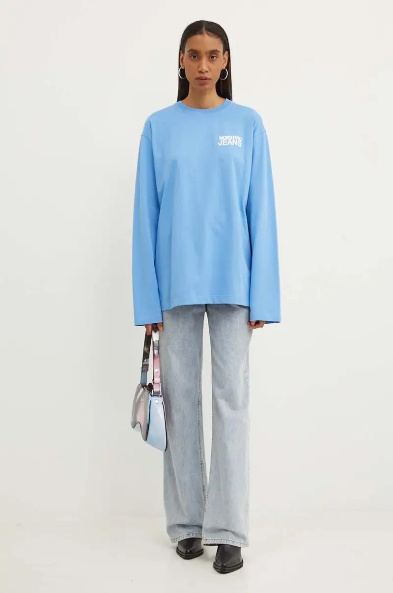 top a maniche lunghe in cotone colore blu 1205.8234 miniatura 2