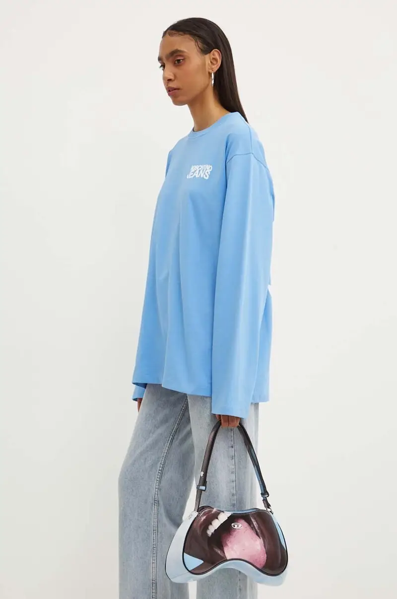 top a maniche lunghe in cotone colore blu 1205.8234 miniatura 3