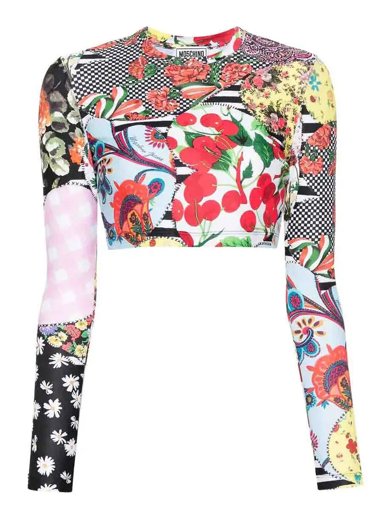 Top con ritagli di stampa dell archivio Multicolore