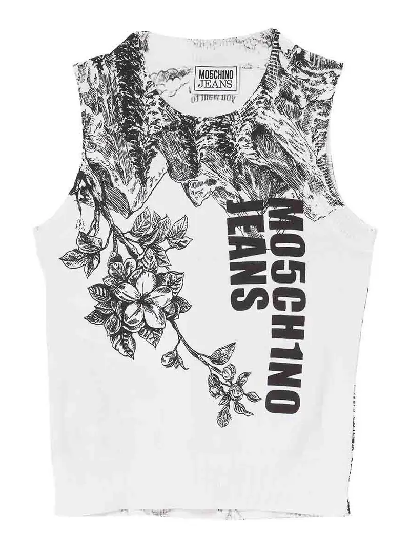 Top Smanicato a Maglia Multicolore