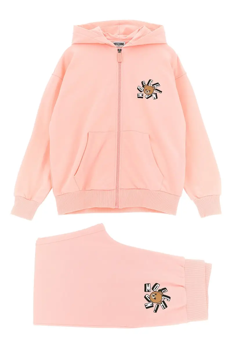 Completo Tuta Felpa Con Cappuccio + Jogging Rosa