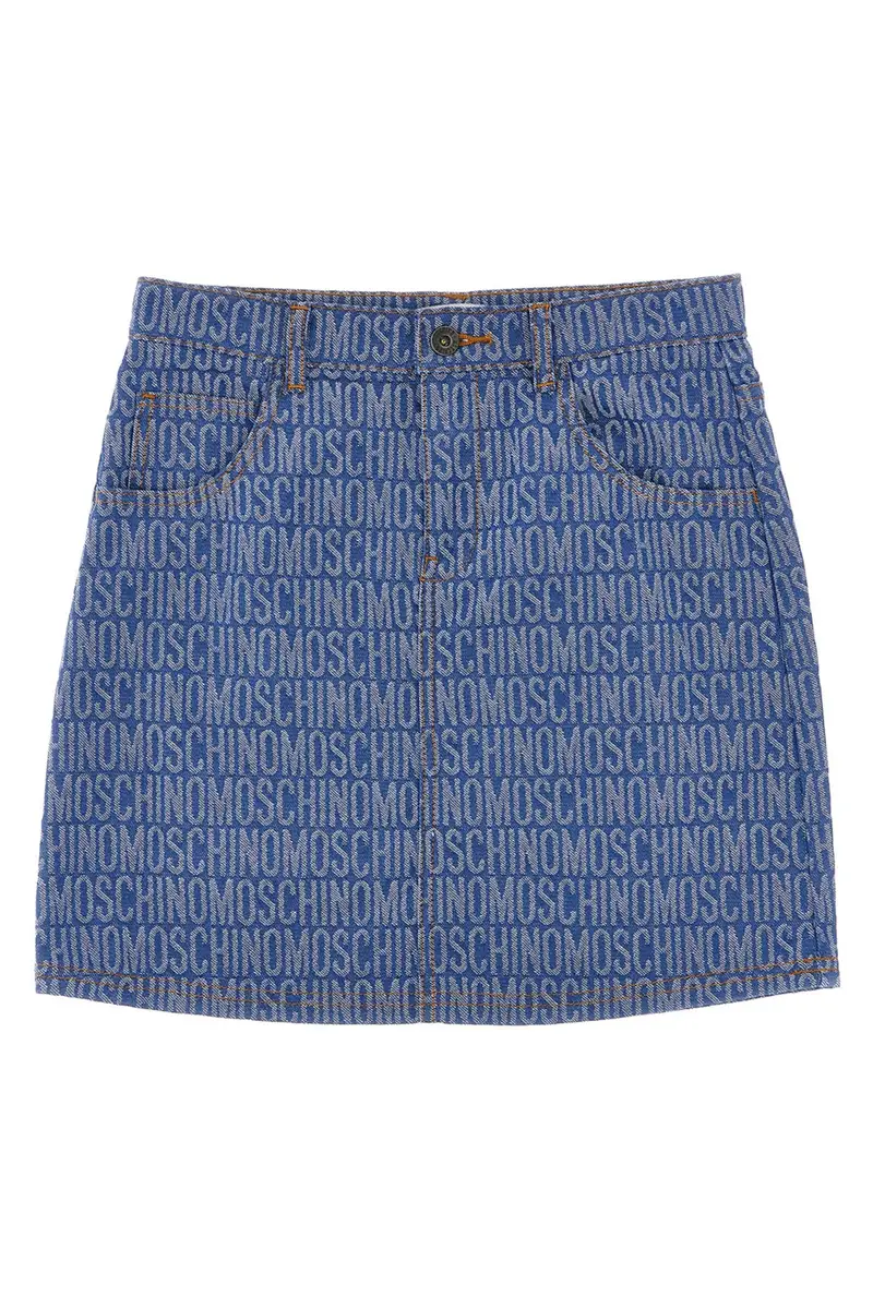 Gonna Denim Logo Blu