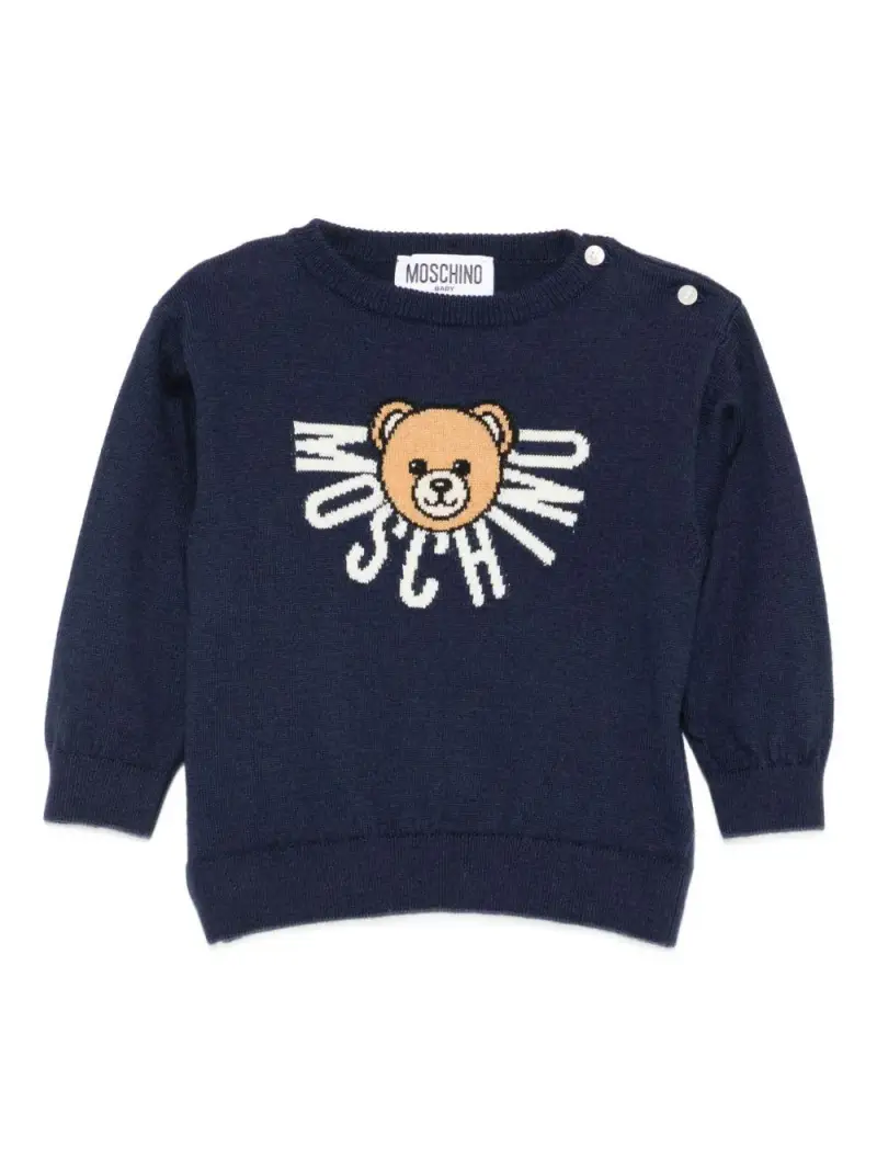 Maglione Blu Navy con Logo Orsetto