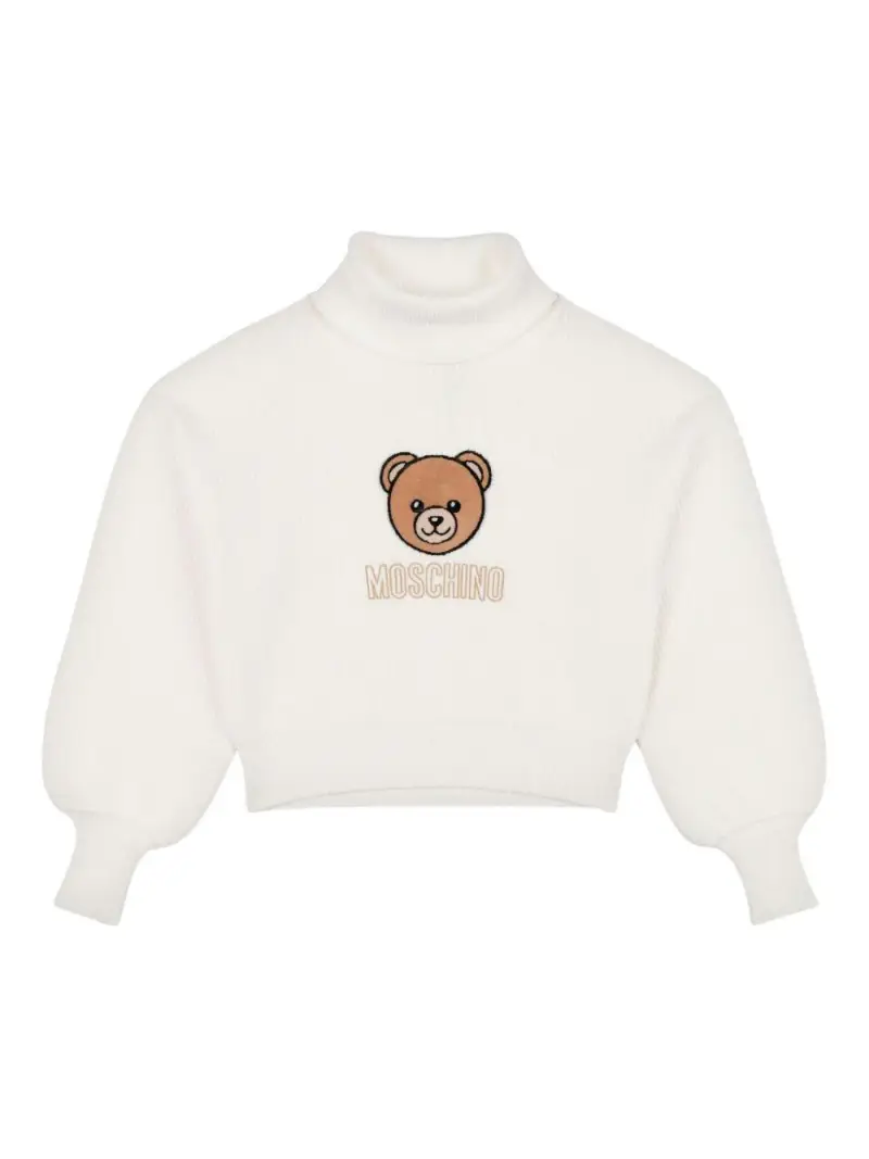 Maglione panna con motivo Teddy Bear