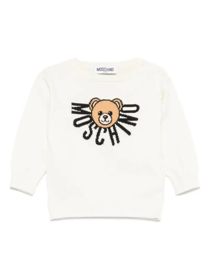Maglione per Bambini con Logo Orsetto Bianco