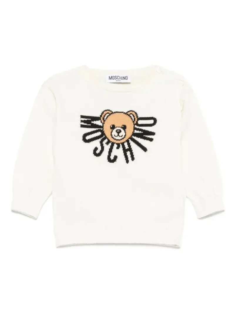 Maglione per Bambini con Logo Orsetto Bianco