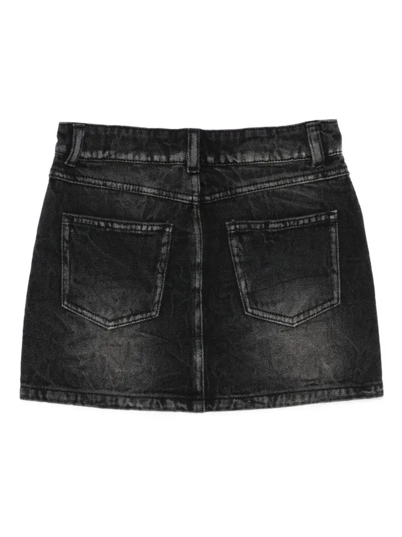 Minigonna denim nera con placca logo Nero miniatura 2