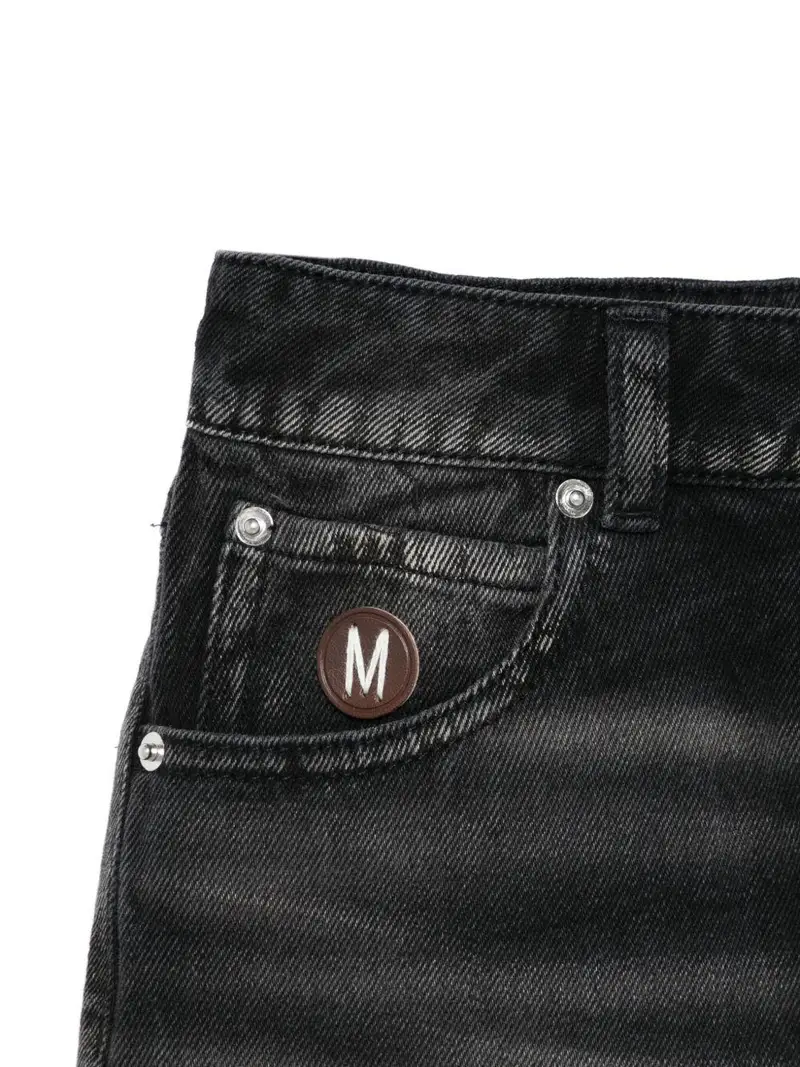 Minigonna denim nera con placca logo Nero miniatura 3