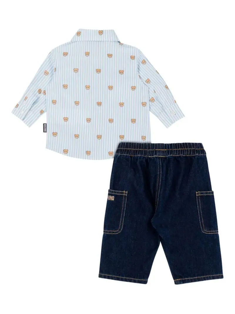 Moschino Kids Completo Bambino Blu con Stampa Orsetto miniatura 2