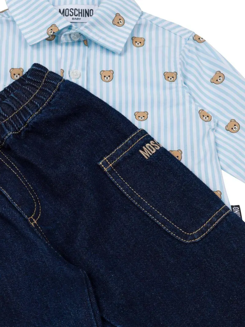 Moschino Kids Completo Bambino Blu con Stampa Orsetto miniatura 3