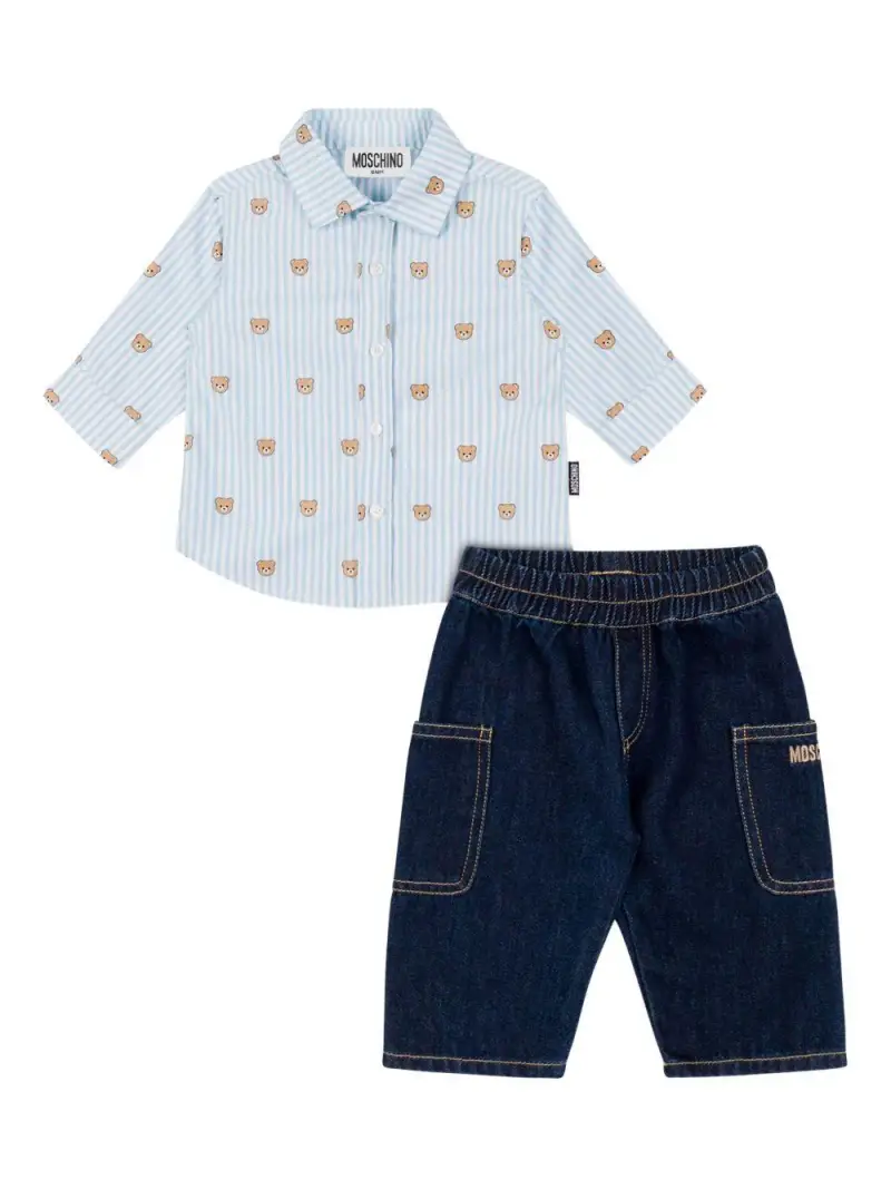 Moschino Kids Completo Bambino Blu con Stampa Orsetto