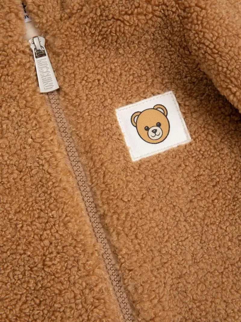 Moschino Kids Tuta Bambino Marrone in Pelliccia Sintetica miniatura 3