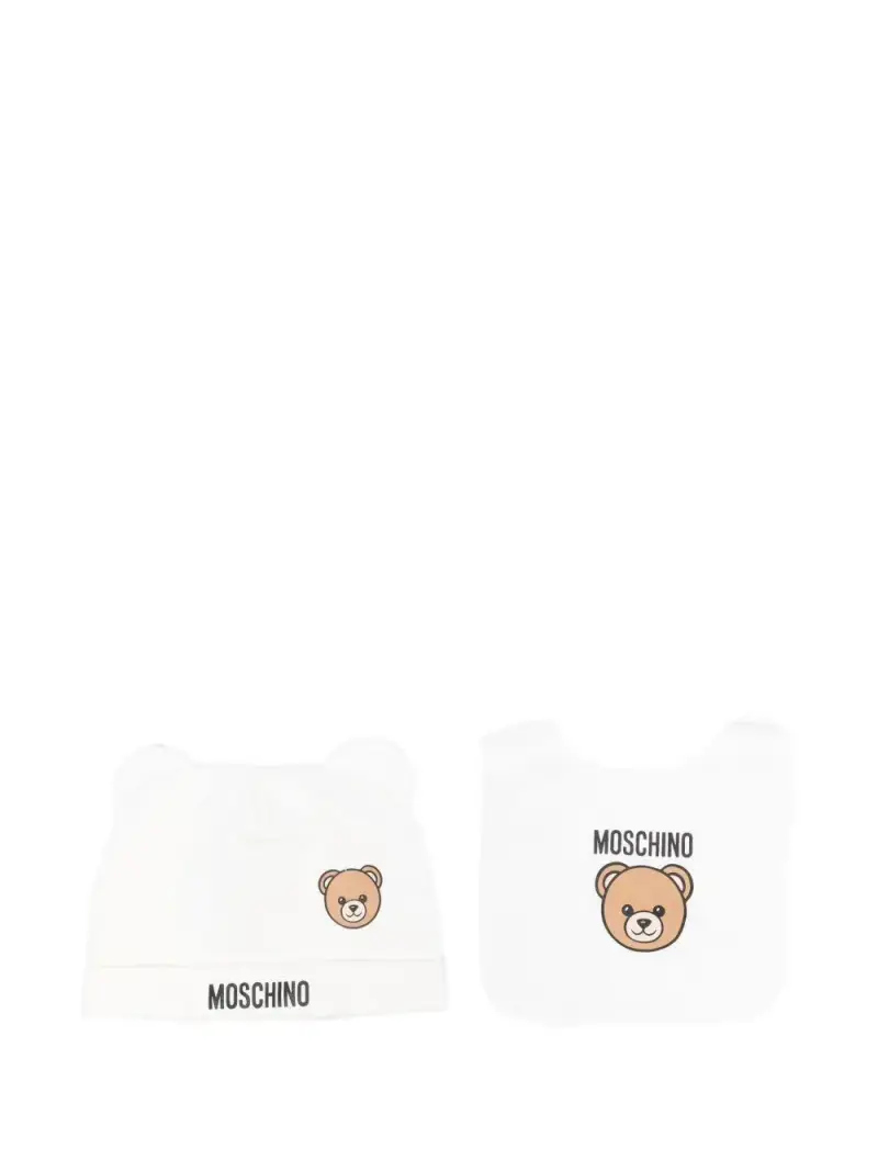 Moschino Kids Set Cappello e Bavaglino Bianco