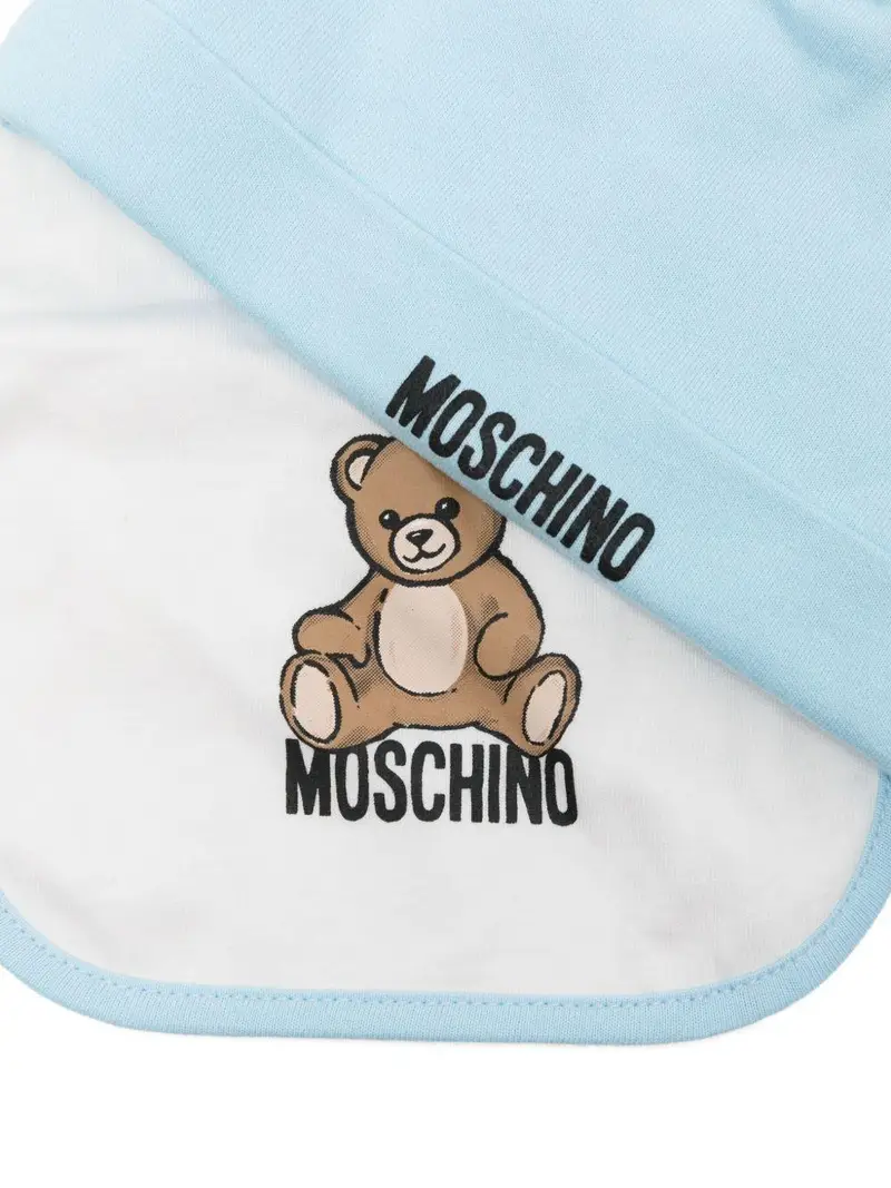 Moschino Kids Set Cappello e Bavaglino Celeste miniatura 2