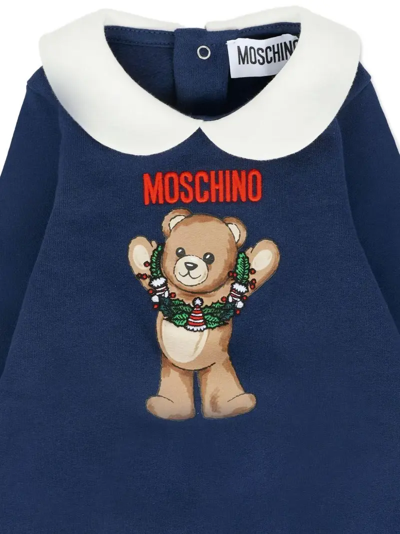 Moschino Kids Tutina Bambino Blu navy con Orsetto miniatura 3