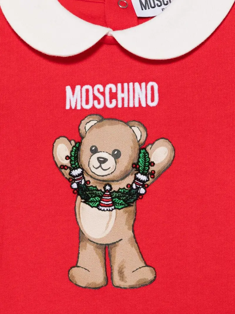 Moschino Kids Tutina rossa per bambino con orsetto miniatura 2