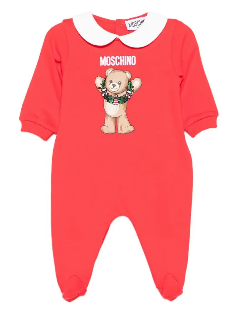 Moschino Kids Tutina rossa per bambino con orsetto