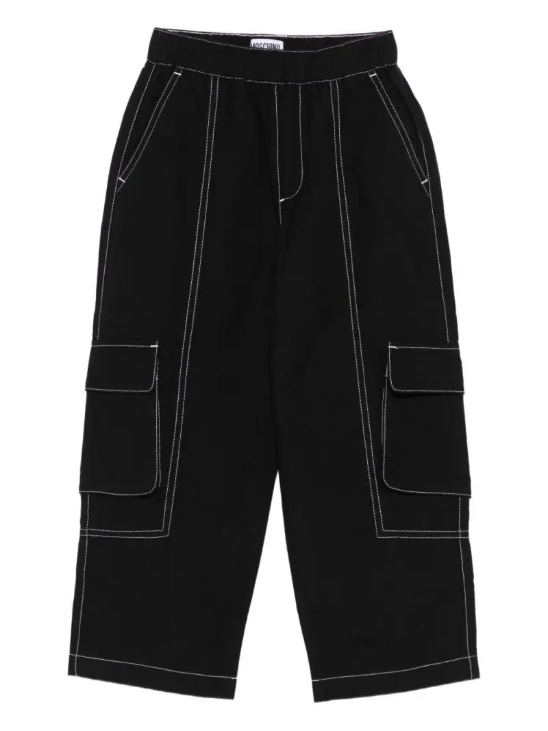 Pantaloni Neri con Cuciture a Contrasto Nero