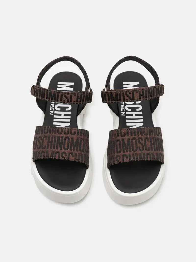 Sandalo marrone logo all-over miniatura 2