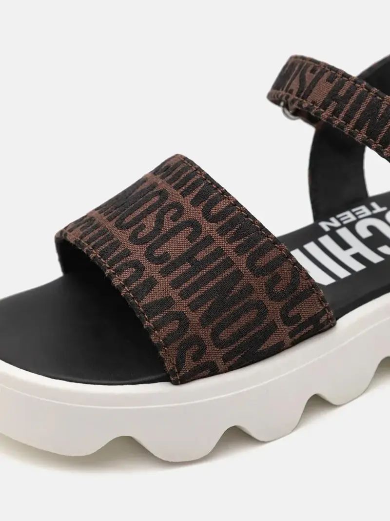 Sandalo marrone logo all-over miniatura 3