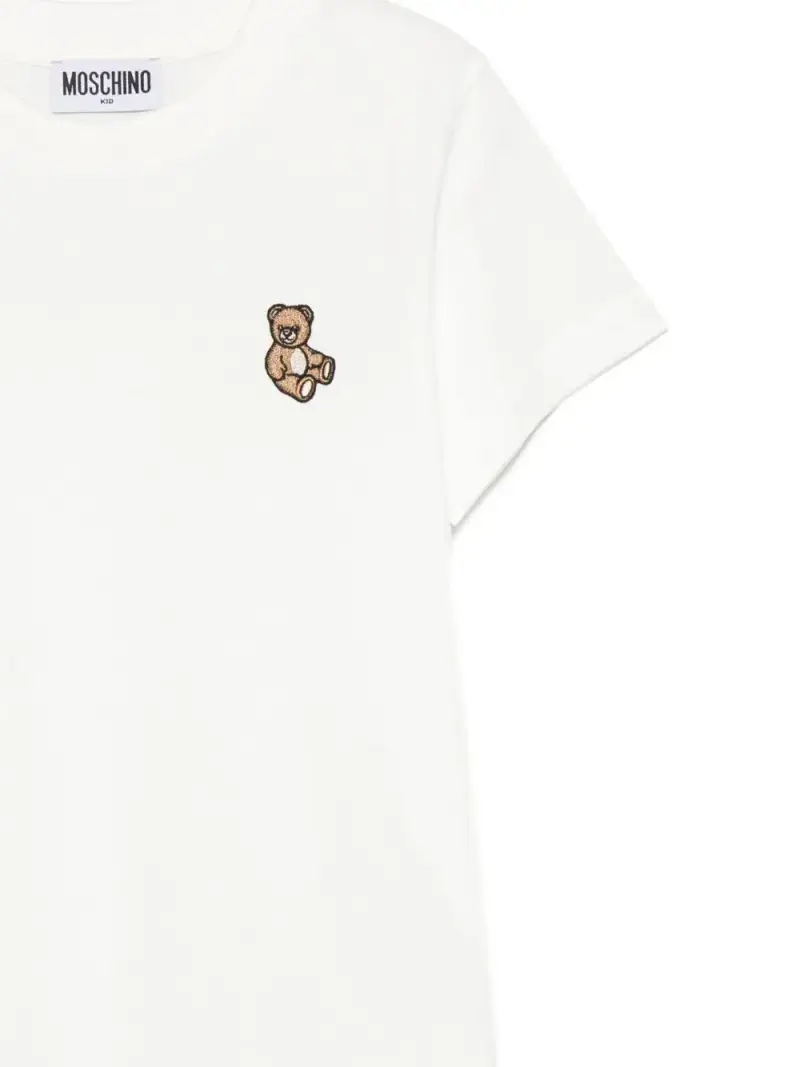 T-shirt Bianca con Ricamo Orsetto Bianco miniatura 3