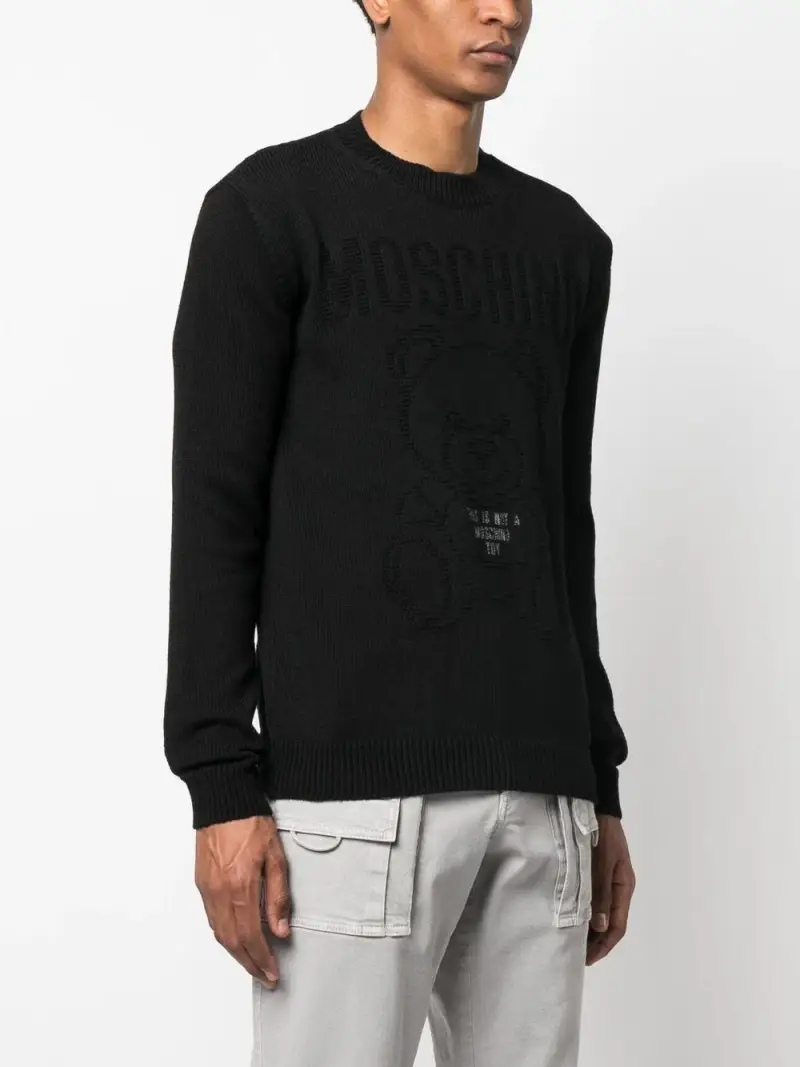 Maglione con ricamo Teddy Bear Nera miniatura 2