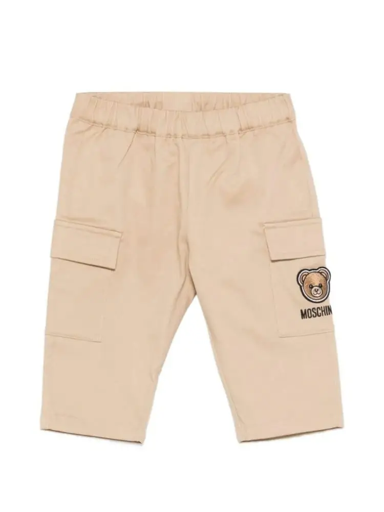pantalone beige neonato logo teddy sul lato