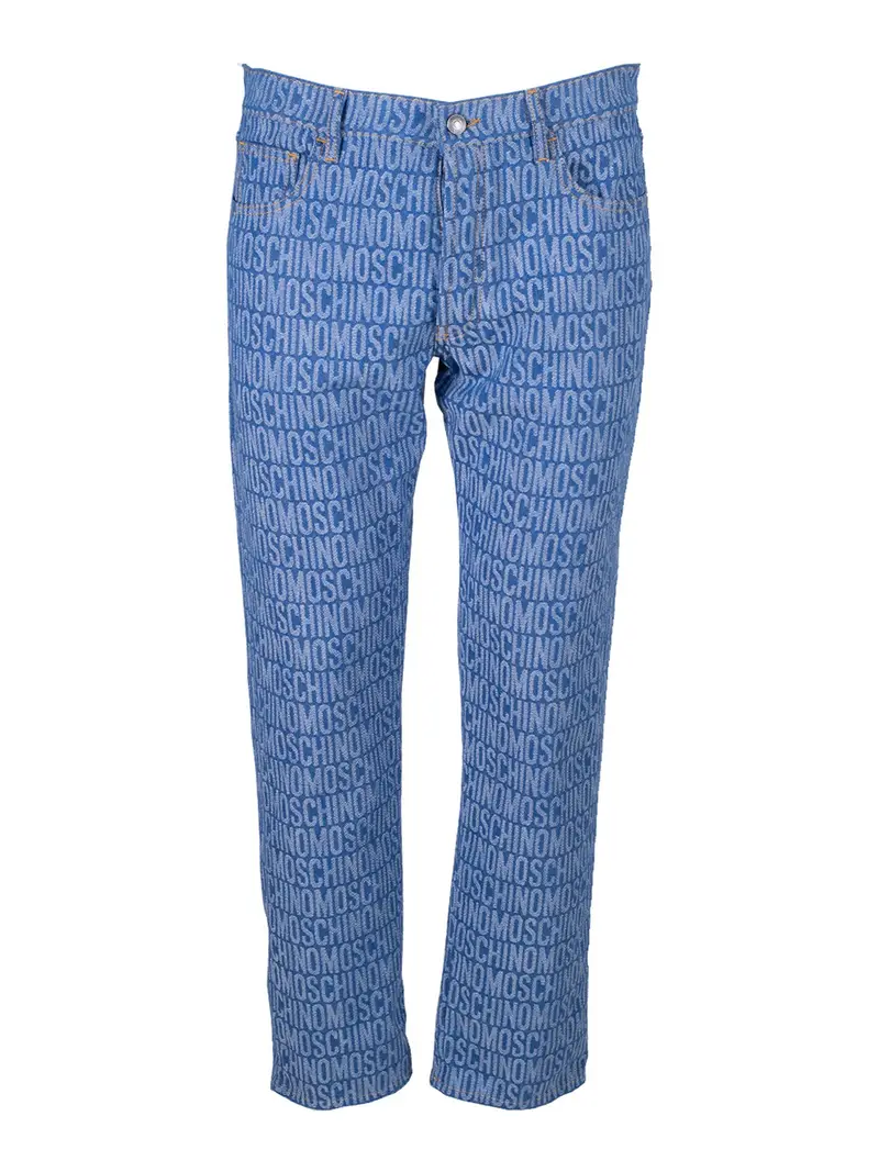 Pantalone in denim con logo Blu