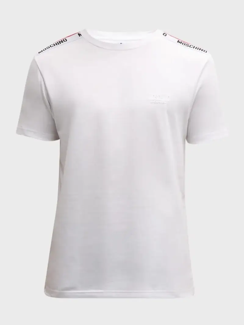 Moschino pantalone nero uomo in cotone bande logate sul lato