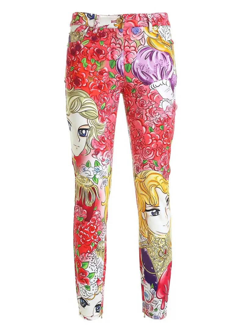 Pantalone rosso stampa Marie Antoinette