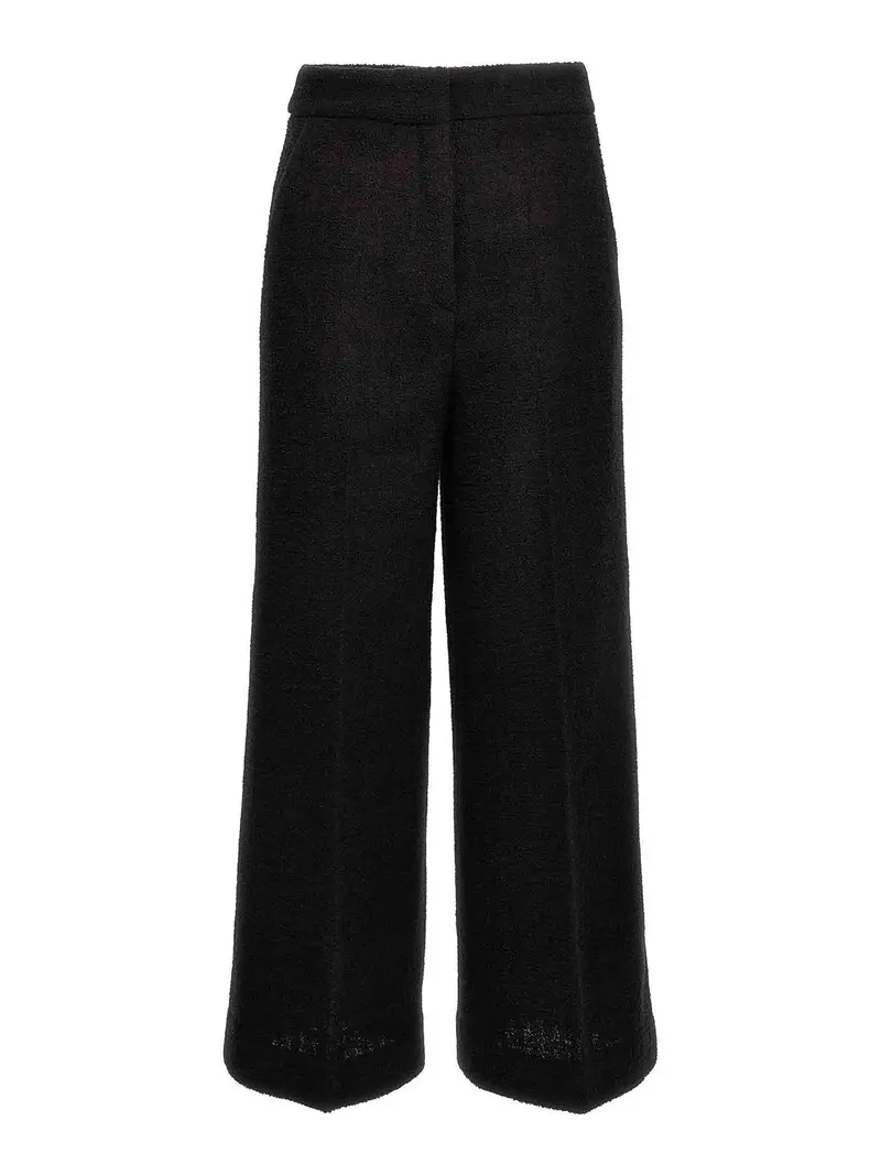 Pantaloni cropped in boucl Nero