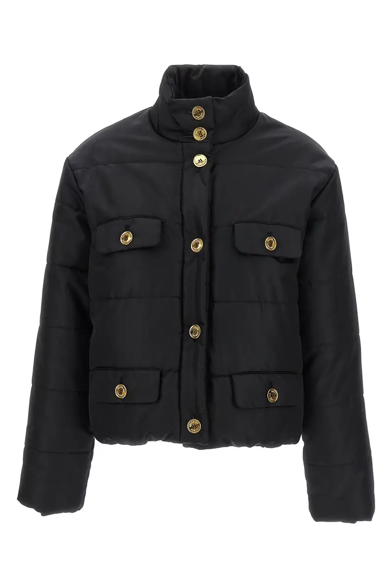 Piumino Bottoni Logo Nero