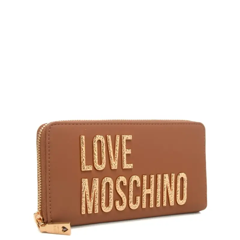 portafoglio grande da donna con maxi logo lettering in metallo dorato scabro cuoio miniatura 2