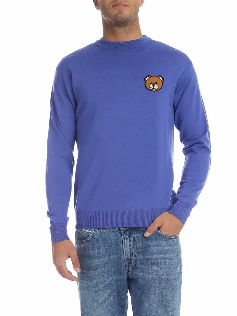Pullover blu avio con Moschino Teddy Bear