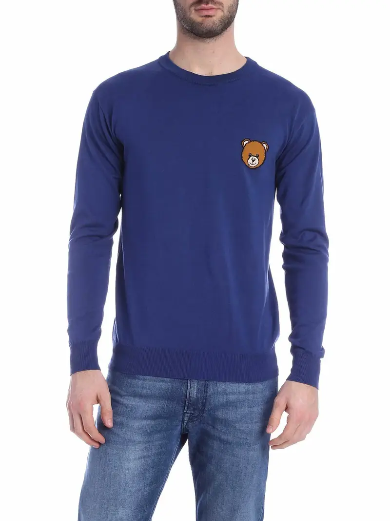 Pullover blu con inserto Teddy Bear