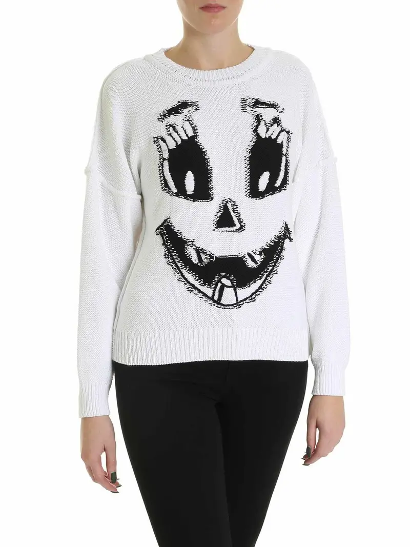 Pullover Pumpkin Face bianco