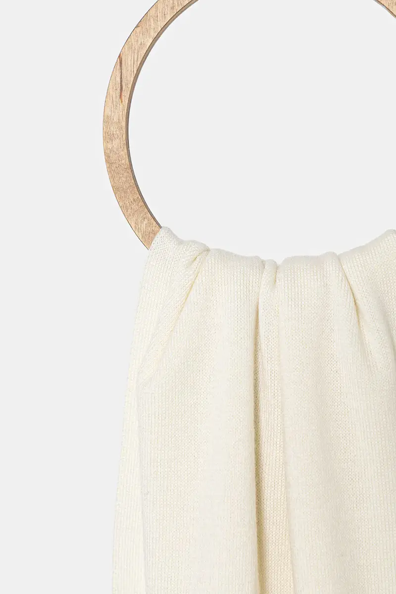 sciarpa in lana donna colore beige con applicazione M3333 30839 miniatura 2