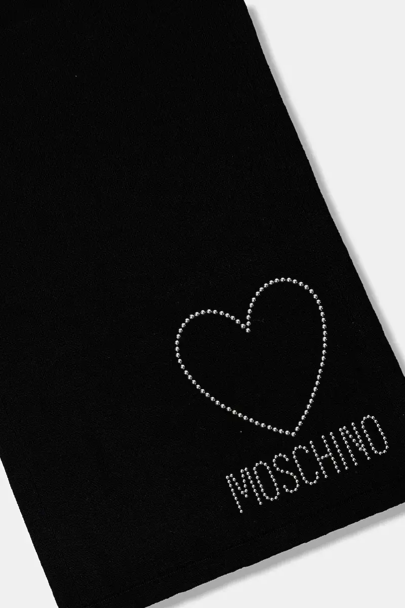 sciarpa in lana donna colore nero con applicazione M3333 30839 miniatura 2