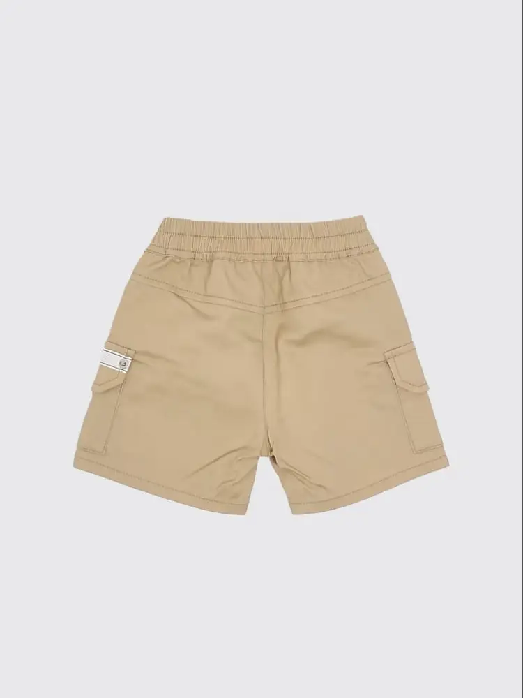 shorts beige neonato mini logo sul lato miniatura 2