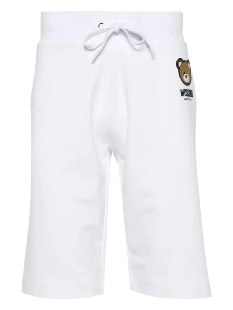 Moschino shorts bianco uomo in cotone logo sul lato