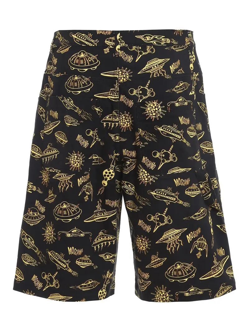 Shorts con stampa Spaceship Nero