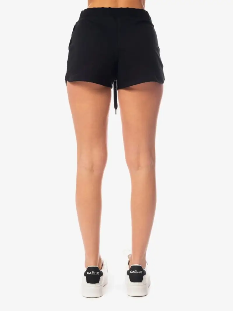 Moschino shorts nero donna in cotone stampa logo sul lato miniatura 2