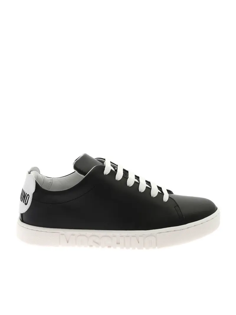 Sneakers nere e bianche con patch Teddy Nero