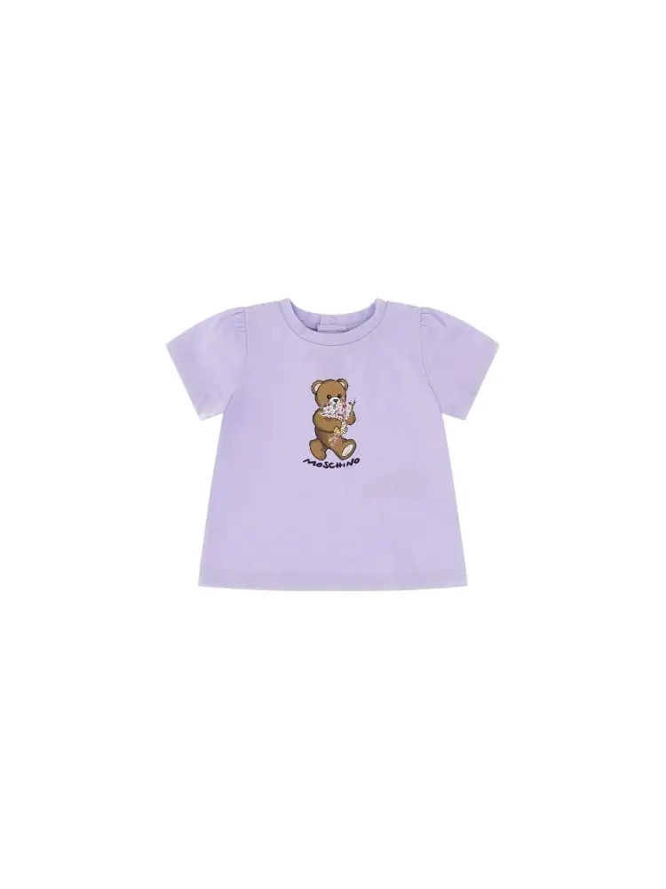t-shirt infant in cotone glicine con stampa teddy