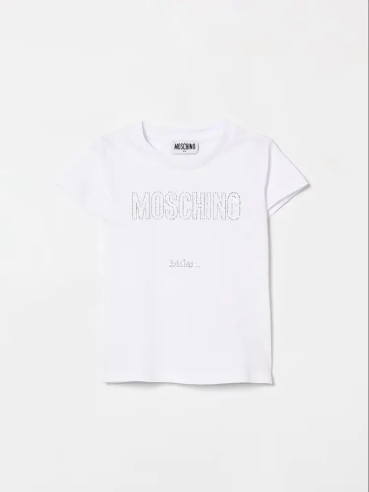 tshirt bianca bambina logo con strass