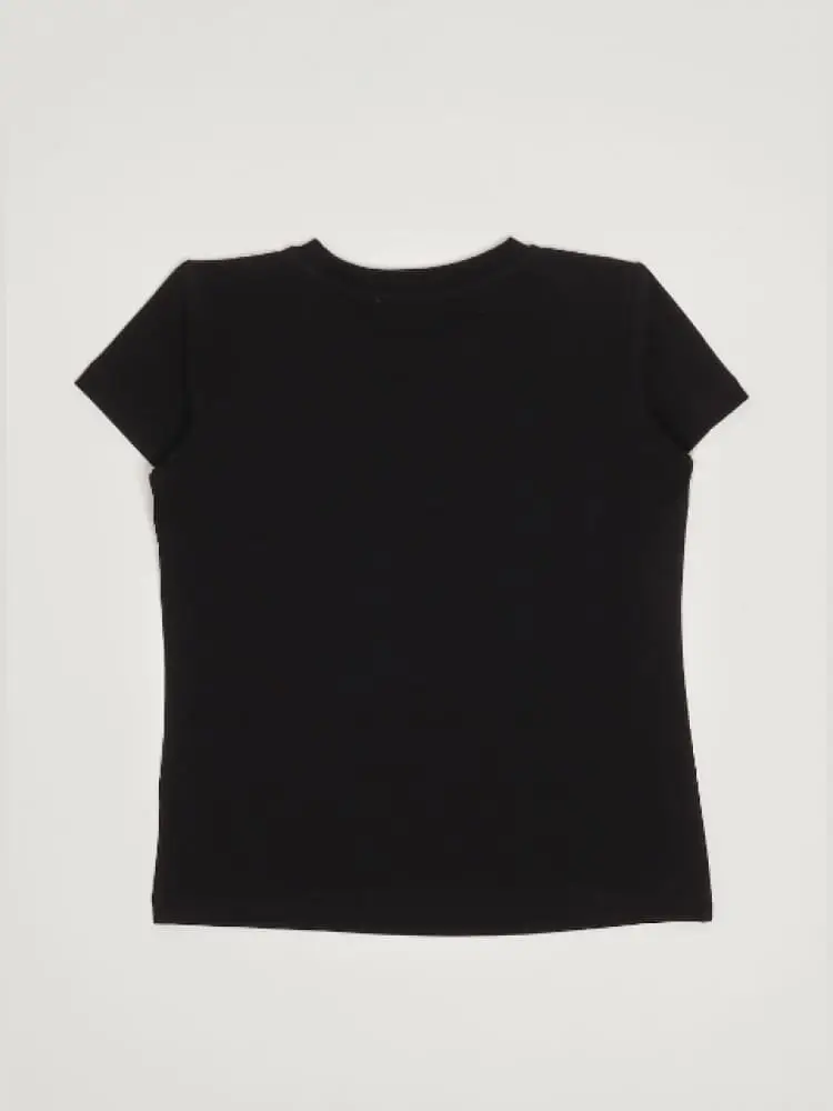 tshirt nera bambina logo con strass miniatura 2