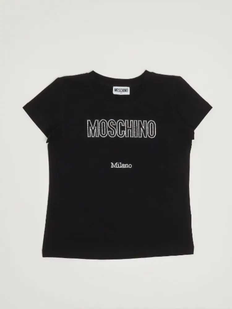 tshirt nera bambina logo con strass