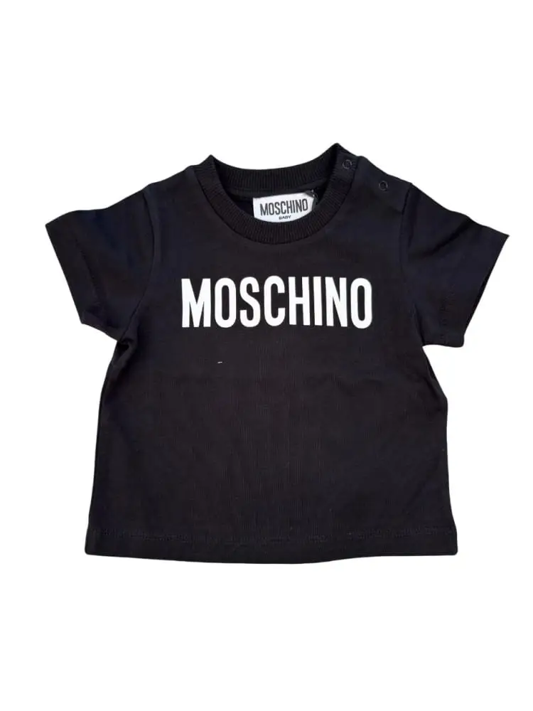 tshirt nera neonato logo lettering